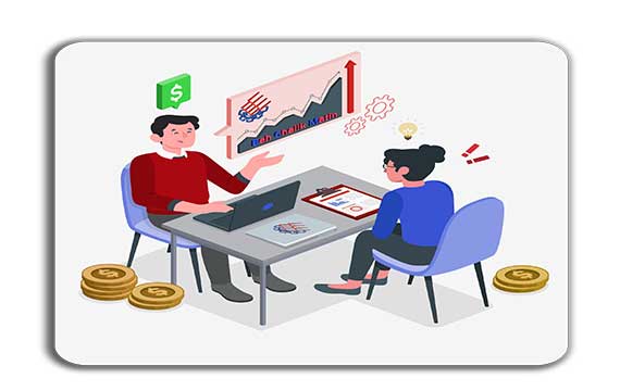 عکس انیمیشنی که در آن دو نفر بر سر میزی در حال مذاکره مالی با سکه هستند.